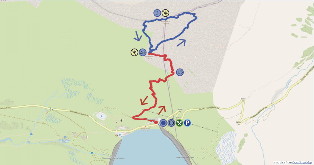 Rundwanderung Silvretta-Bielerhöhe - Bielerkopf - Bielerspitze - Wanderkarte