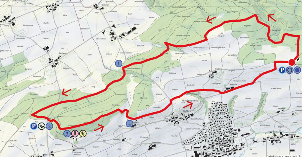 Rundwanderung Forsthof Egg (Thundorf) - Stählibuckturm - Wanderkarte