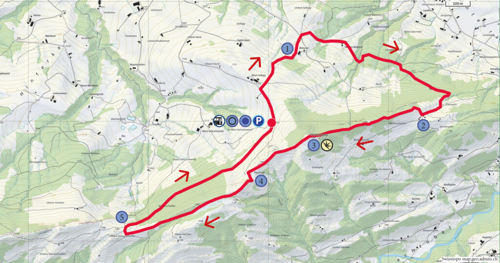 Rundwanderung Sollegg - Chlispitz - Klosterspitz - Wanderkarte