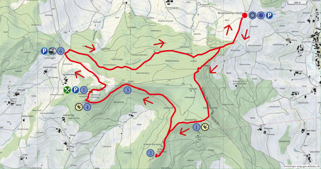 Rundwanderung Rickenbacherhöchi - Sissacherfluh - Wanderkarte