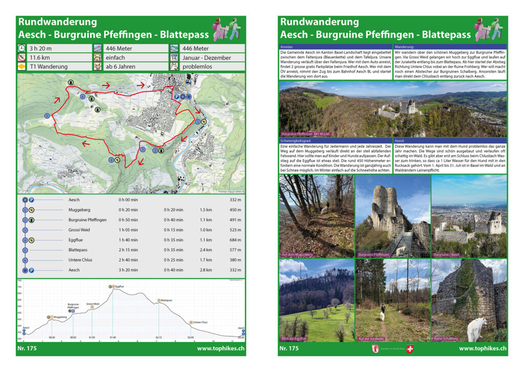 Rundwanderung Aesch - Burgruine Pfeffingen - Blattepass - Factsheet