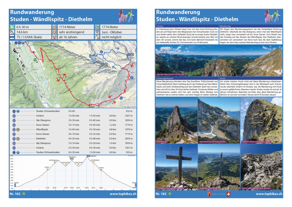 Rundwanderung Studen - Wändlispitz - Diethelm - Factsheet