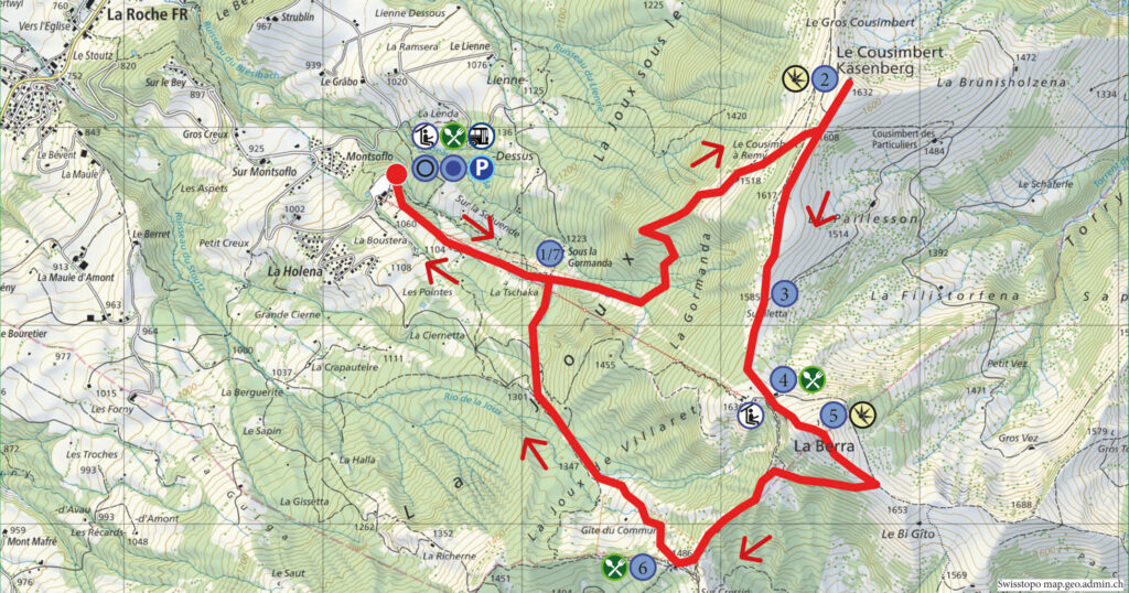 Rundwanderung Le Brand - Le Cousimbert - La Berra - Wanderkarte