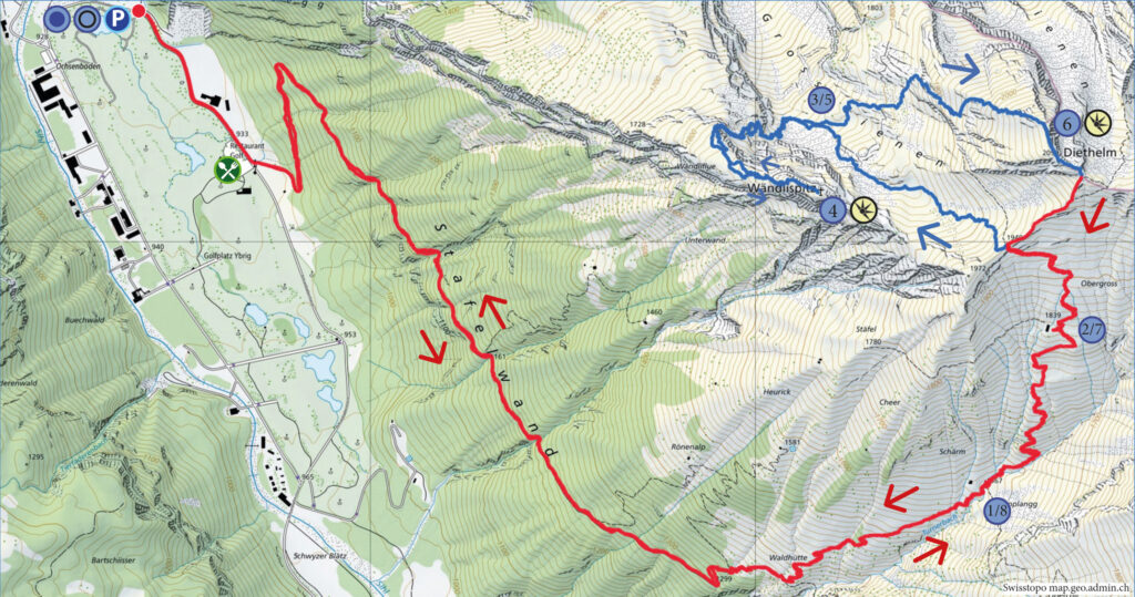 Rundwanderung Studen - Wändlispitz - Diethelm - Wanderkarte