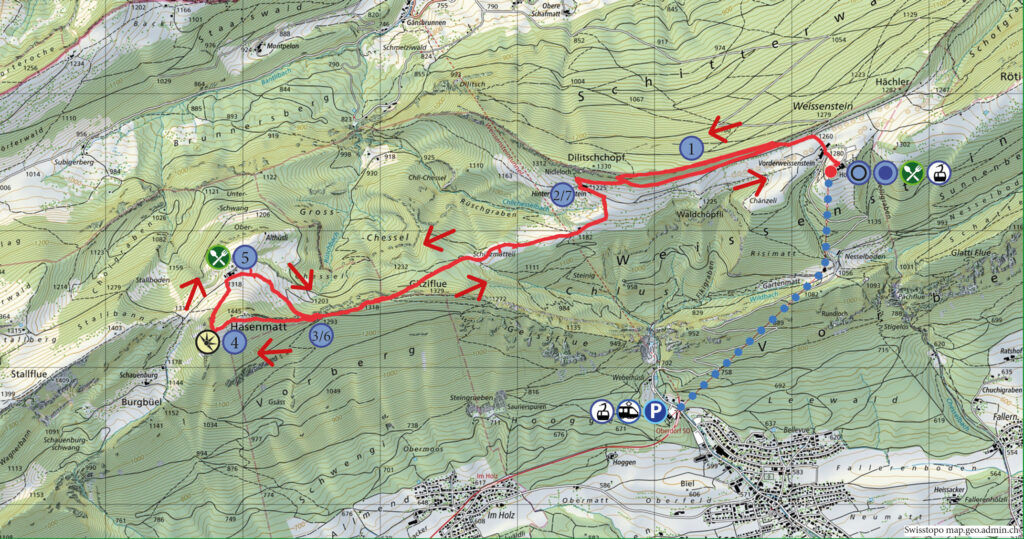 Rundwanderung Weissenstein - Hasenmatt - Wanderkarte