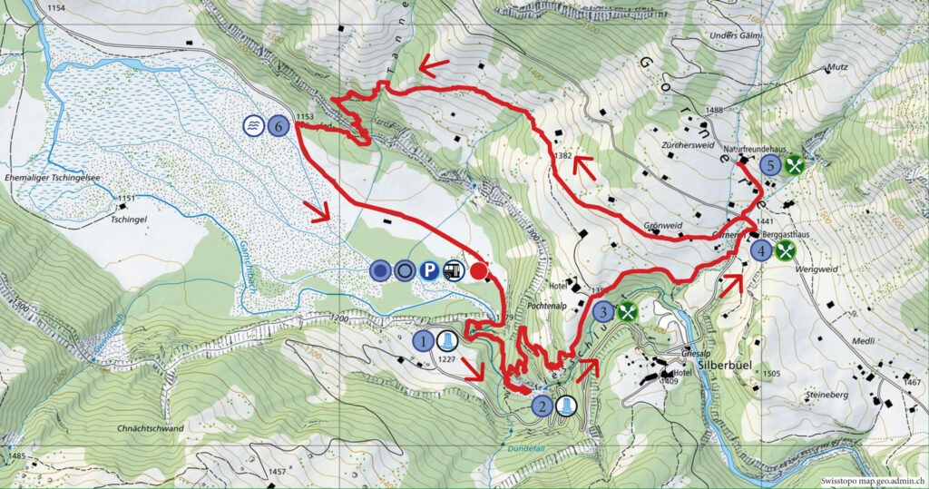 Rundwanderung Tschingel - Pochtenfall - Griesalp - Wanderkarte